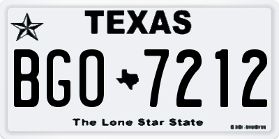 TX license plate BGO7212