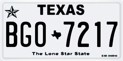 TX license plate BGO7217
