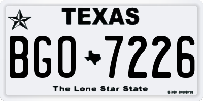 TX license plate BGO7226