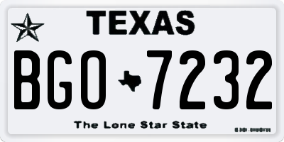 TX license plate BGO7232