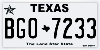 TX license plate BGO7233