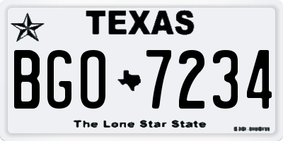 TX license plate BGO7234