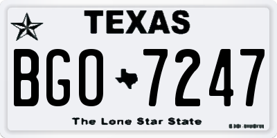 TX license plate BGO7247
