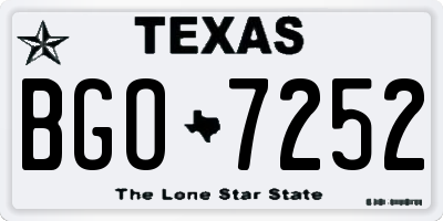 TX license plate BGO7252
