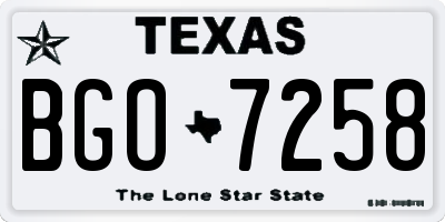 TX license plate BGO7258