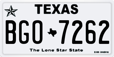 TX license plate BGO7262