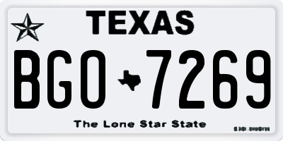 TX license plate BGO7269
