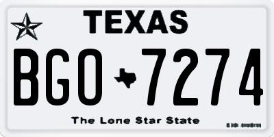 TX license plate BGO7274