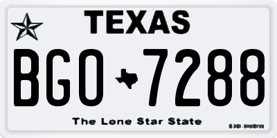 TX license plate BGO7288