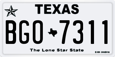 TX license plate BGO7311