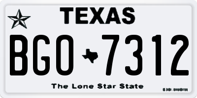 TX license plate BGO7312