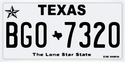 TX license plate BGO7320