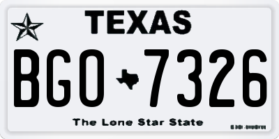TX license plate BGO7326