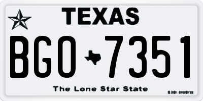 TX license plate BGO7351