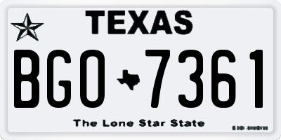 TX license plate BGO7361