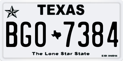 TX license plate BGO7384