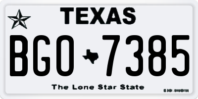 TX license plate BGO7385