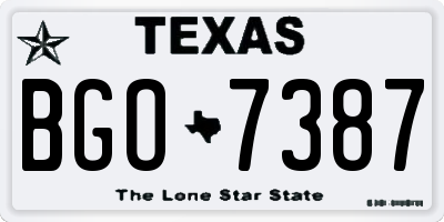 TX license plate BGO7387