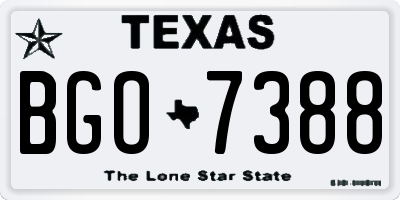 TX license plate BGO7388
