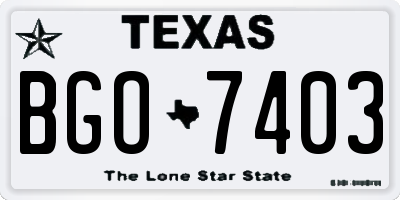 TX license plate BGO7403