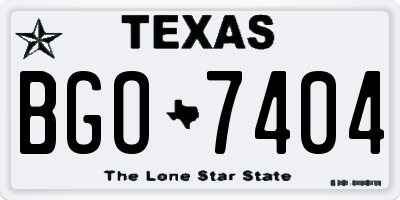 TX license plate BGO7404