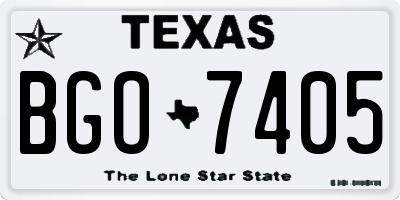 TX license plate BGO7405