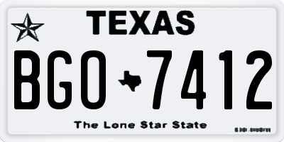 TX license plate BGO7412