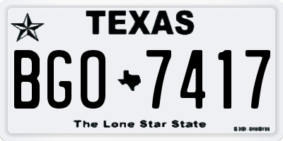 TX license plate BGO7417