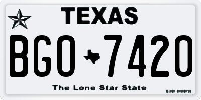 TX license plate BGO7420