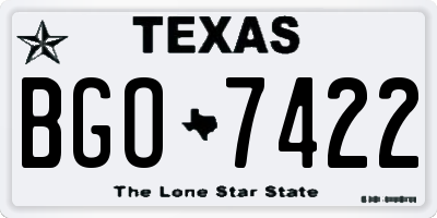 TX license plate BGO7422