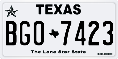 TX license plate BGO7423
