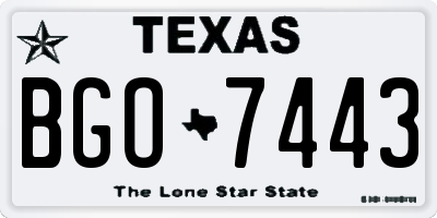 TX license plate BGO7443