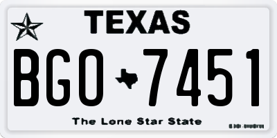 TX license plate BGO7451