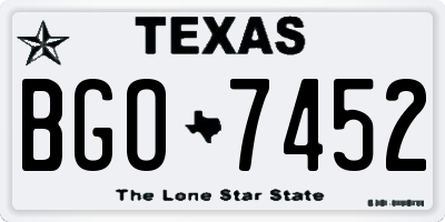 TX license plate BGO7452