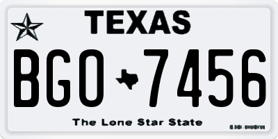 TX license plate BGO7456