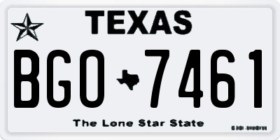 TX license plate BGO7461