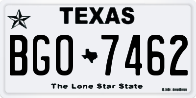 TX license plate BGO7462