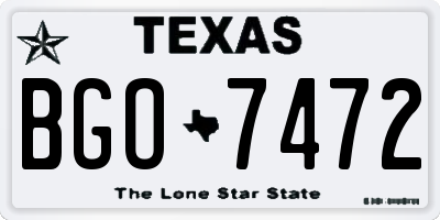 TX license plate BGO7472