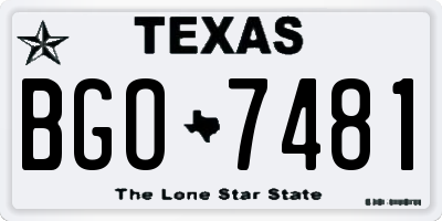 TX license plate BGO7481