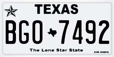 TX license plate BGO7492