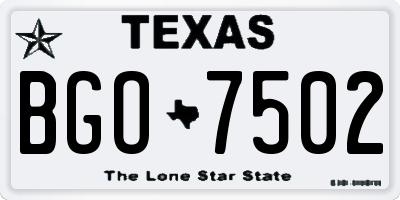 TX license plate BGO7502