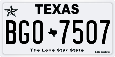 TX license plate BGO7507