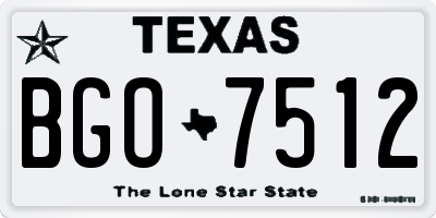 TX license plate BGO7512