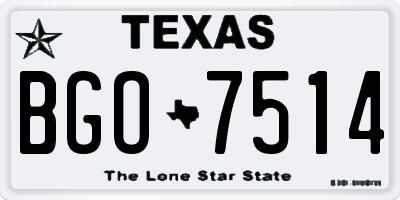 TX license plate BGO7514