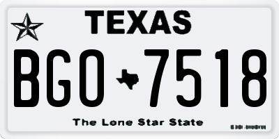TX license plate BGO7518