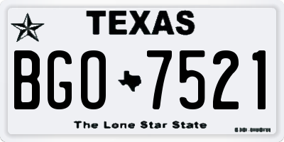 TX license plate BGO7521