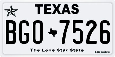 TX license plate BGO7526