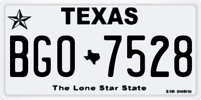 TX license plate BGO7528