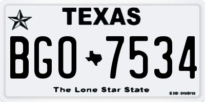 TX license plate BGO7534