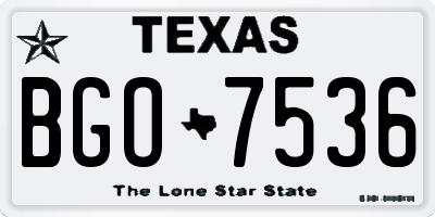 TX license plate BGO7536